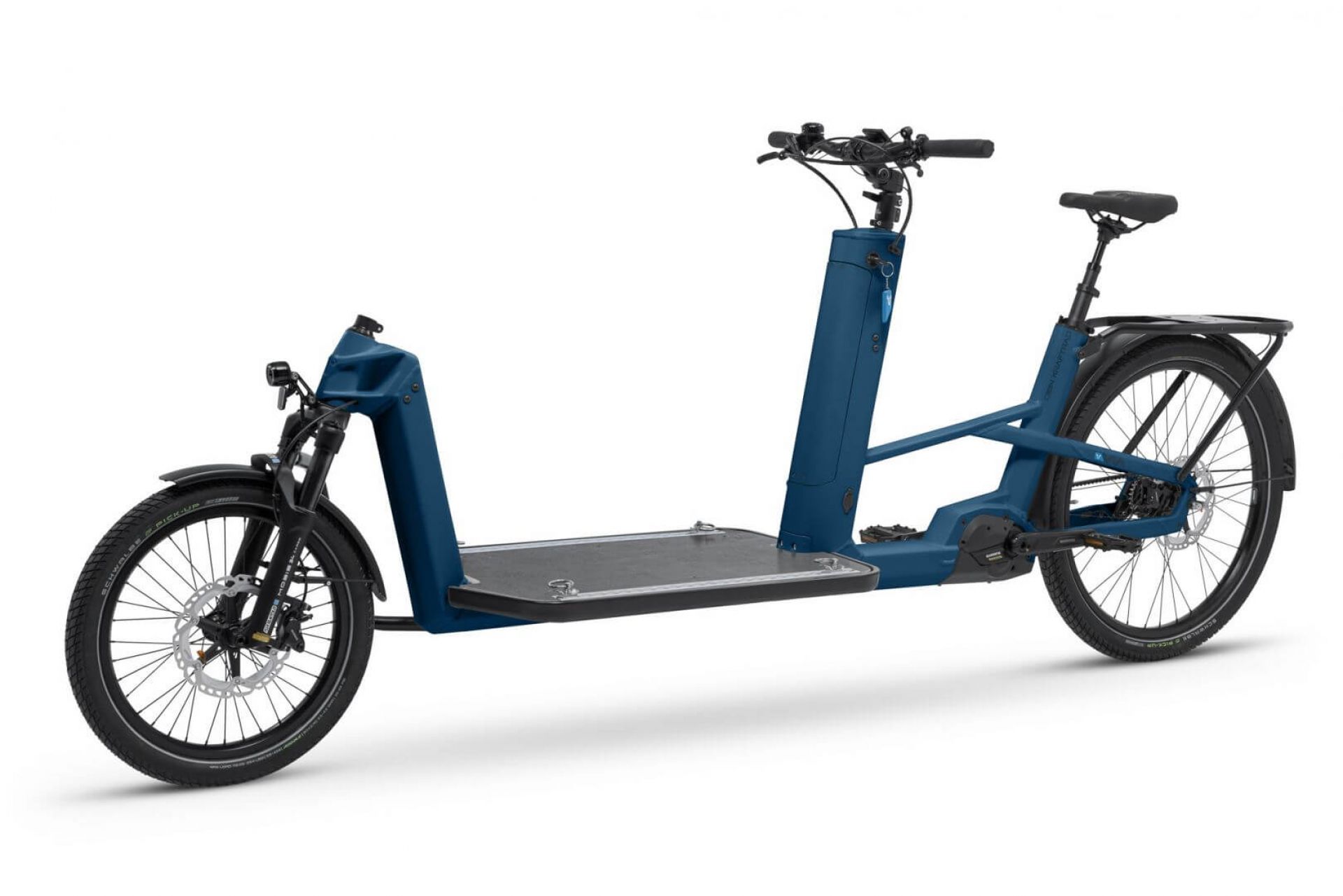 VIA cargo bike with flatbed color green blue